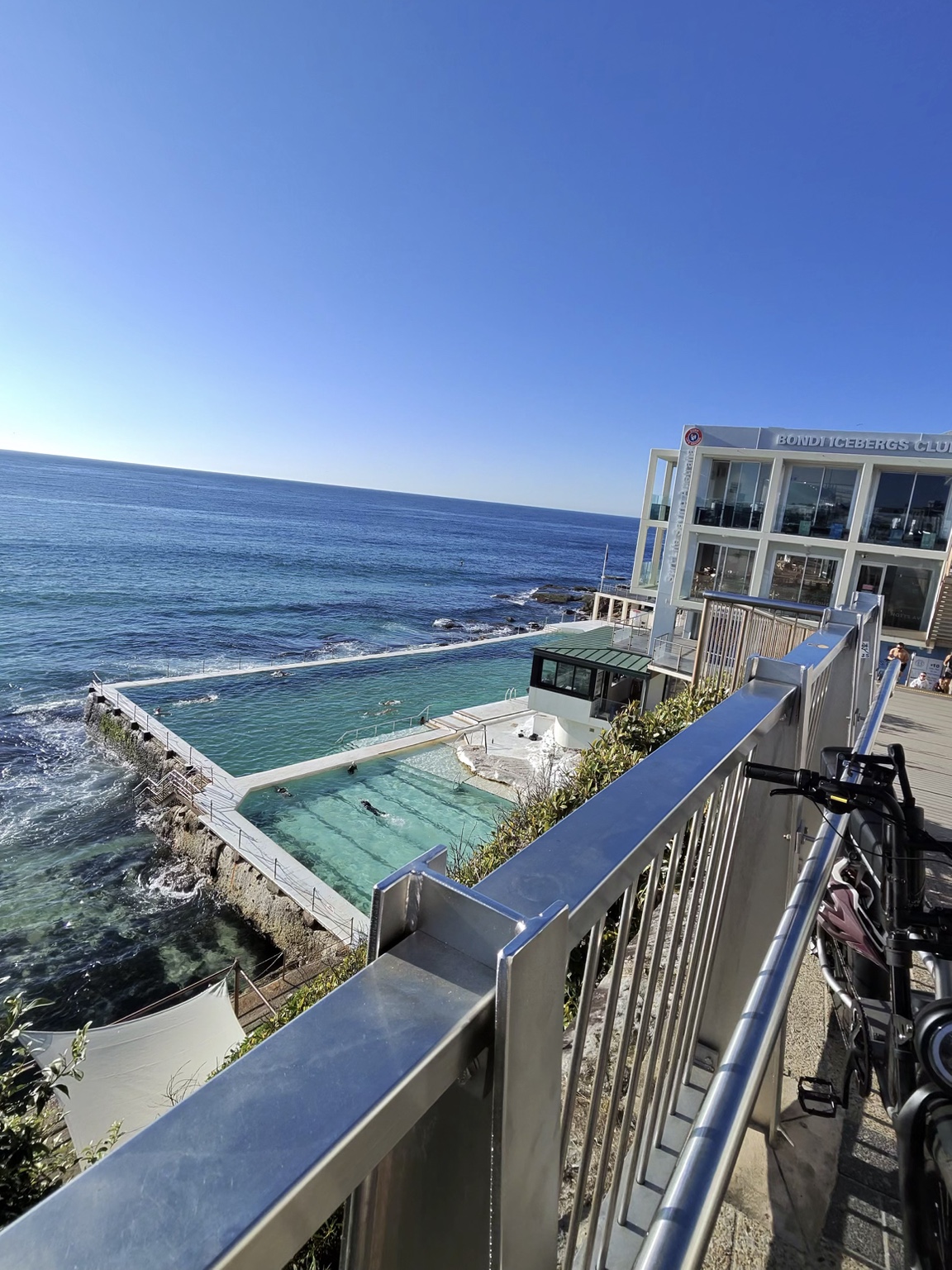 Bondi Icebergs ocean pool and coastline on a clear day