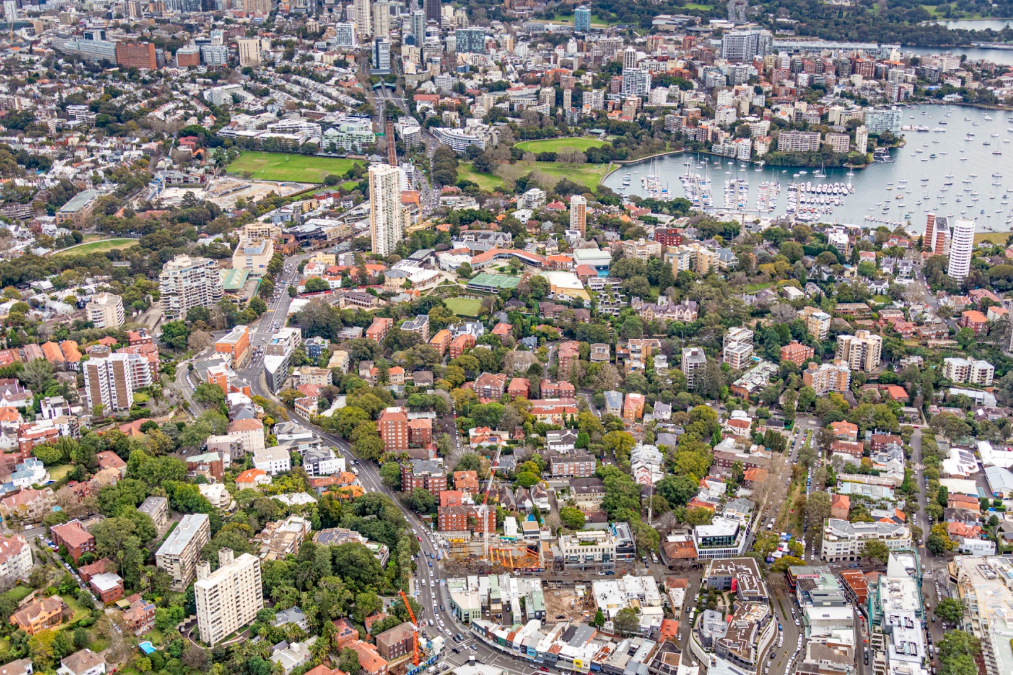 The fabric of a Sydney harbourside neighbourhood, viewed from above